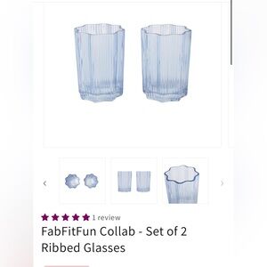 Blue Ribbed Glasses - Set of 2